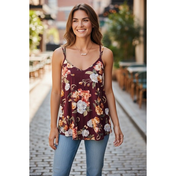Papermoon Tops - Papermoon Floral Cami Crisscross Back‎  Sz M  NWT